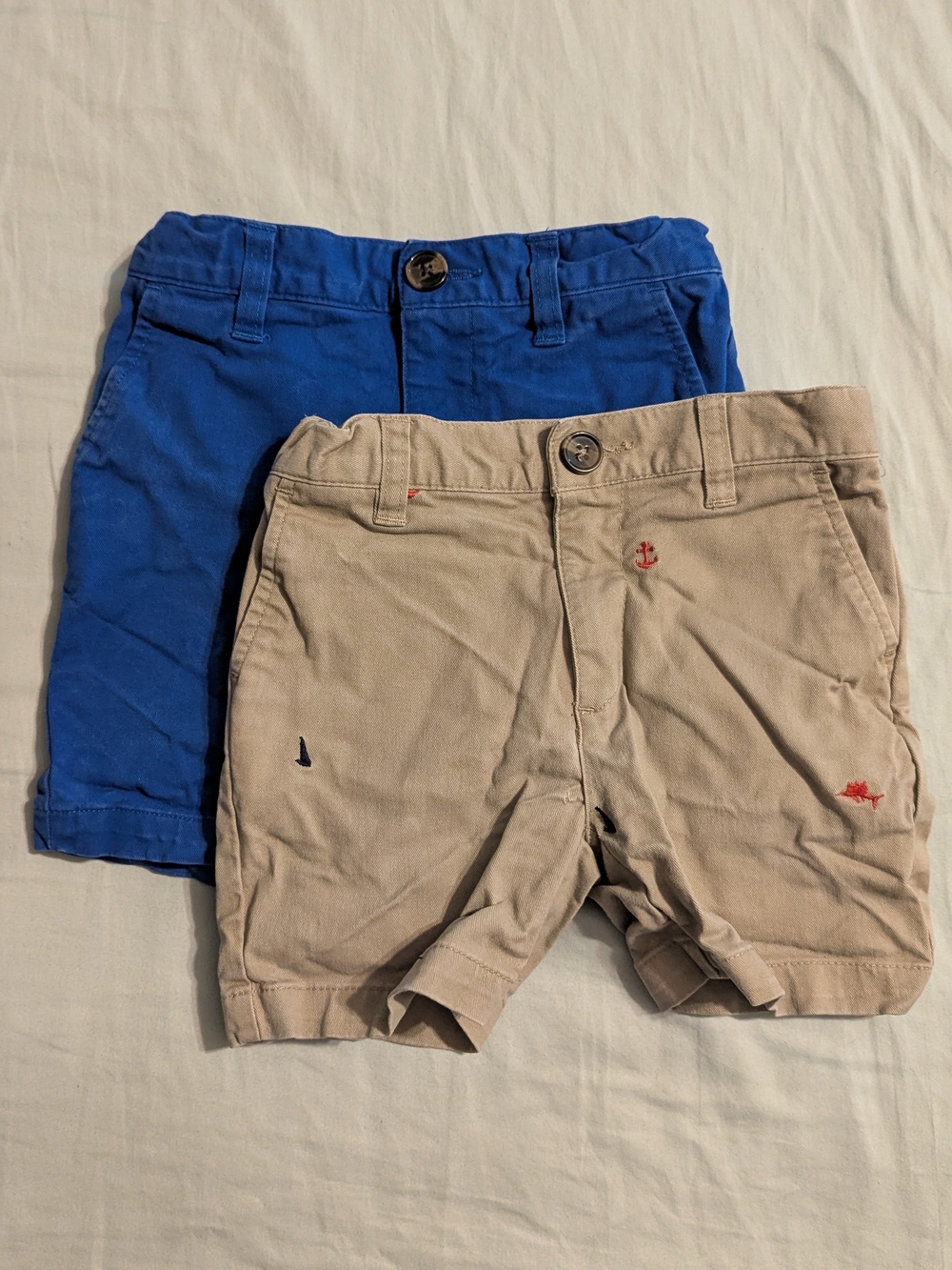 crown & ivy Blue and Khaki Cotton Chino Shorts